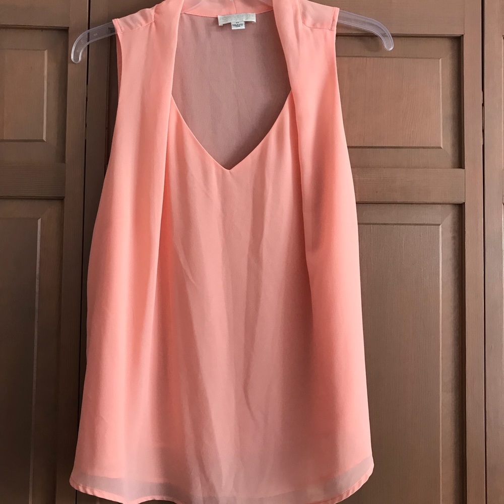 V-neck Coral Crepe Tank